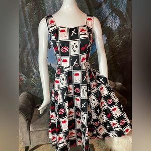 Hearts and Roses playing cards black and red Dress pinup girls NWT 8